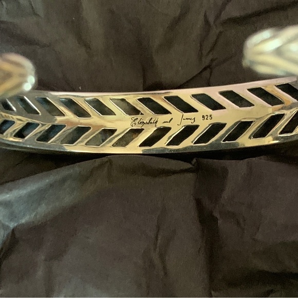 COPY - Elizabeth and James Textured Feather Stud Cuff bracelet sterling silver - Picture 5 of 11